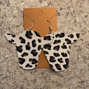 Faux leather cow earrings, cow print